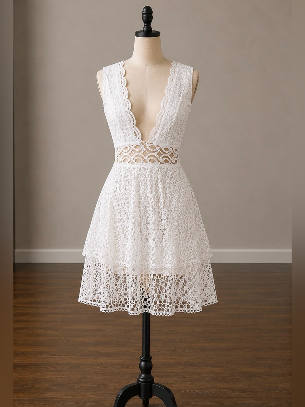 Fashion Nova Neck Tiered Ruffled Bottom Mini Dress